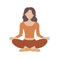 jeune femme dans une pose pour la méditation. méditation et yoga en position du lotus. illustration vectorielle isolée sur fond blanc vecteur