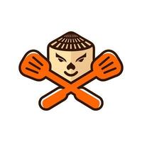 création de logo de chef de boîte japonaise vecteur