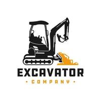 logo d'outil de construction d'excavatrice vecteur