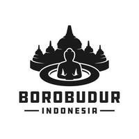 logo du temple indonésien de borobudur vecteur