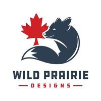 conception de logo animal renard et symbole du canada vecteur