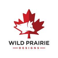 conception de logo animal renard et symbole du canada vecteur