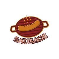 modèle de logo de saucisse grillée vecteur