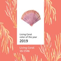 Couleur corail 2019 à la mode, été de la vie marine coquille de mer voyager la plage, illustration vectorielle aquarelle isolé vecteur