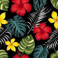 motif floral sans couture avec des feuilles. fond tropical vecteur