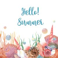 Coquille de mer vie estivale voyage sur la plage, aquarelle isolé, illustration vectorielle Couleur Coral 2019 à la mode vecteur