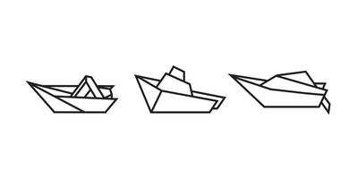 illustrations de bateaux dans un style origami vecteur