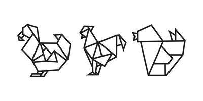 illustrations d'oiseaux dans un style origami vecteur