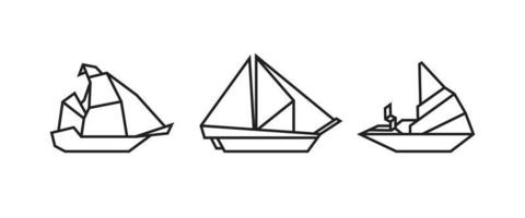 illustrations de bateaux dans un style origami vecteur