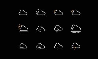 icônes de ciel couvert pour les prévisions météorologiques vecteur