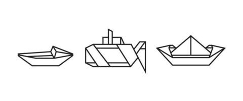 illustrations de bateaux dans un style origami vecteur