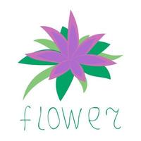 fleur tropicale, plumeria, isolé sur fond blanc. fleur de mot dessiné à la main. logo, icône. vecteur