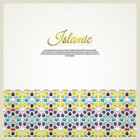 fond de bannière de carte de voeux islamique avec des détails colorés ornementaux d'ornement d'art islamique en mosaïque florale vecteur