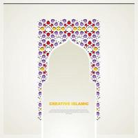 fond de bannière de carte de voeux islamique avec des détails colorés ornementaux d'ornement d'art islamique en mosaïque florale vecteur