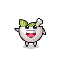 personnage de mascotte mignon bol à base de plantes heureux vecteur