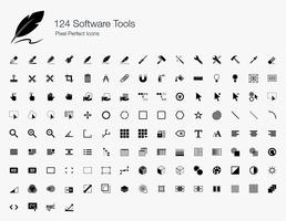 124 Outils logiciels Pixel Perfect Icons. vecteur