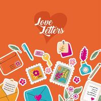 modèle de lettres d'amour vecteur