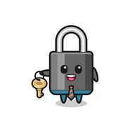 Adorable cadenas en mascotte d'agent immobilier vecteur