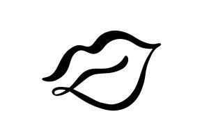 Lèvres dessinées à la main abstract Vector symbole beauté. Image du logo avec logo pour imprimer sur les vêtements. Élément de calligraphie illustration isolé pour un design minimal