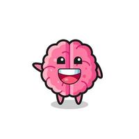 personnage de mascotte mignon cerveau heureux vecteur