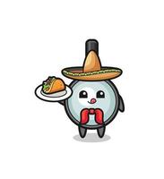 Loupe mascotte de chef mexicain tenant un taco vecteur