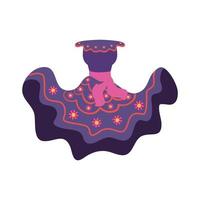 icône de style de remplissage de costume féminin de culture mexicaine vecteur