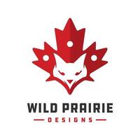 conception de logo animal renard et symbole du canada vecteur