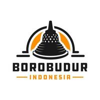 logo du temple indonésien de borobudur vecteur