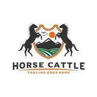 création de logo de cheval de bétail vintage ou rétro vecteur