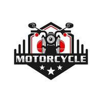 création de logo d'emblème de moto rétro ou vintage vecteur