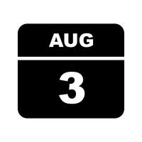 3 août Date sur un calendrier d&#39;une journée vecteur