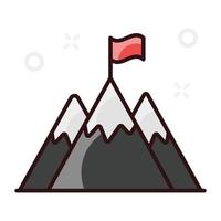 drapeau au sommet du concept de réalisation de la montagne vecteur
