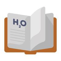 formule de l'eau de l'icône du livre de chimie sur un ordinateur portable vecteur