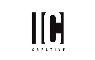 création de logo ic ic lettre blanche avec carré noir. vecteur