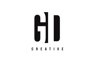 création de logo de lettre blanche gd gd avec carré noir. vecteur