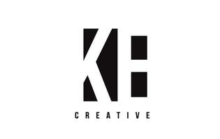 création de logo de lettre blanche ke ke avec carré noir. vecteur