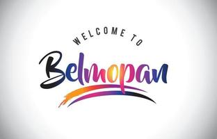 belmopan bienvenue au message dans des couleurs modernes vibrantes pourpres. vecteur