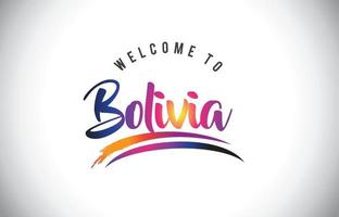 bolivie bienvenue au message dans des couleurs modernes vibrantes violettes. vecteur