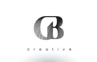 création de logo cb avec plusieurs lignes et couleurs noir et blanc. vecteur