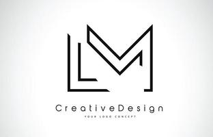 Création de logo de lettre lm lm en couleurs noires. vecteur