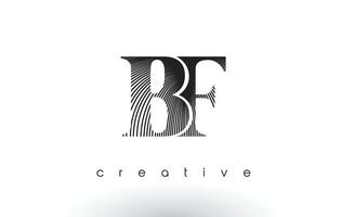 création de logo bf avec plusieurs lignes et couleurs noir et blanc. vecteur