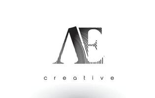 création de logo ae avec plusieurs lignes et couleurs noir et blanc. vecteur