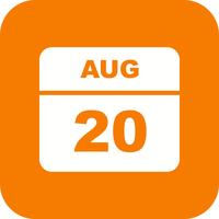 20 août Date sur un calendrier d&#39;une journée vecteur
