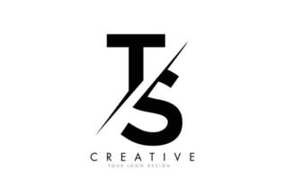 création de logo de lettre ts ts avec une coupe créative. vecteur