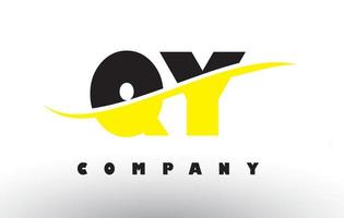 qy qy logo de lettre noir et jaune avec swoosh. vecteur