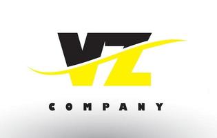 logo de lettre vz vz noir et jaune avec swoosh. vecteur