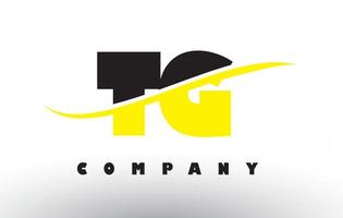 tg tg logo de lettre noir et jaune avec swoosh. vecteur