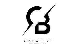 création de logo de lettre cb cb avec une coupe créative. vecteur