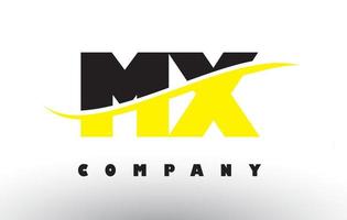 logo de lettre mx mx noir et jaune avec swoosh. vecteur