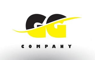 gg gg logo de lettre noir et jaune avec swoosh. vecteur